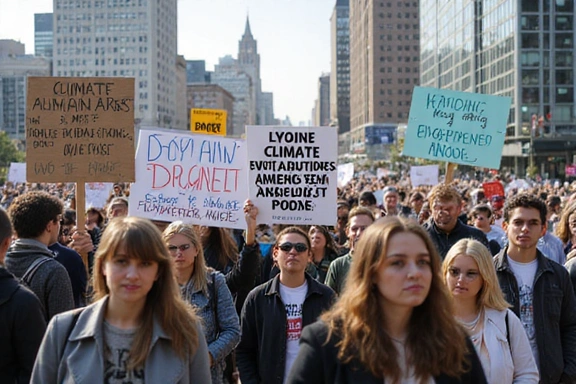 Climate protest with large crowd