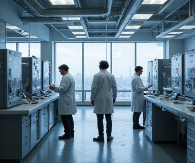 High-tech laboratory with scientists working