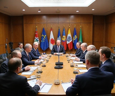 Political summit meeting with world leaders