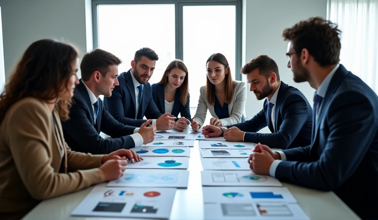 Business professionals reviewing compliance documents