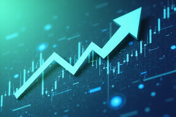 Financial news illustration showing stock market trends