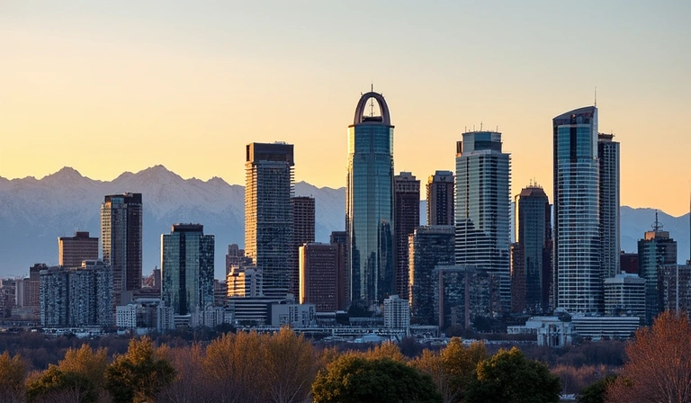 Calgary skyline with mountains